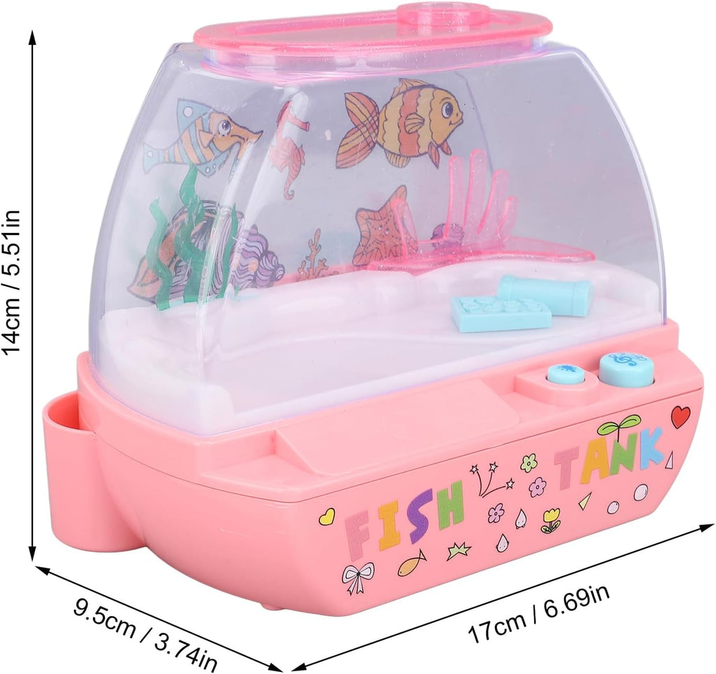 TOPINCN Fake Fish Tank for Kids and Adults, Mini Aquarium Children Aquarium Toy Educational Toy with Light and Music, Artificial Fish Tank with Moving Fishes