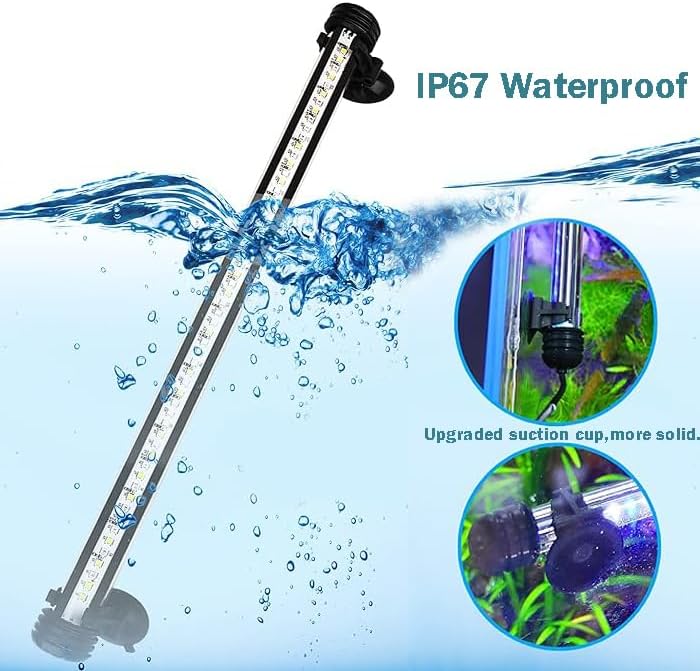 Submersible Aquarium Light Underwater Fish Tank Light with Timer Auto On/Off, LED Aquarium Light Bar 3 Light Modes Dimmer Adjustable Brightness,11.4inch (with Timer&dimmer)