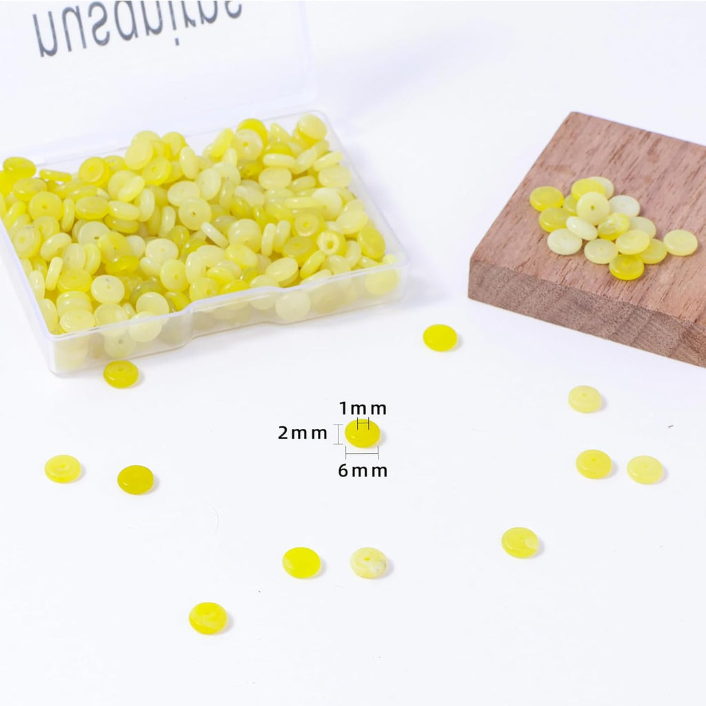 Natural Lemon Jade Disk Stone Spacer Beads 6x2mm 38cm/str Flat Rondelle Loose Semi Gemstone Caps for Making Bracelets Necklace
