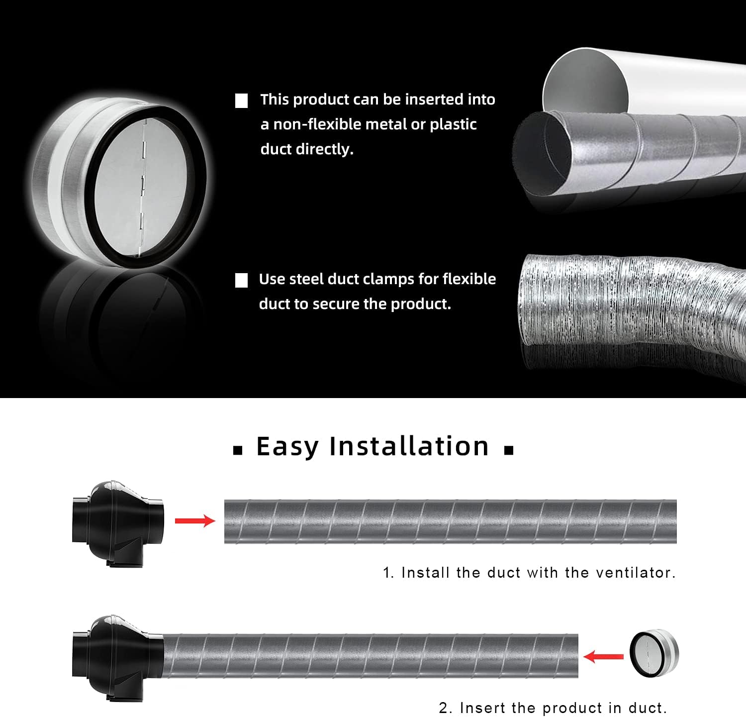 8-Inch Backdraft Damper Shutter Inline Spring Loaded for Dryer Duct