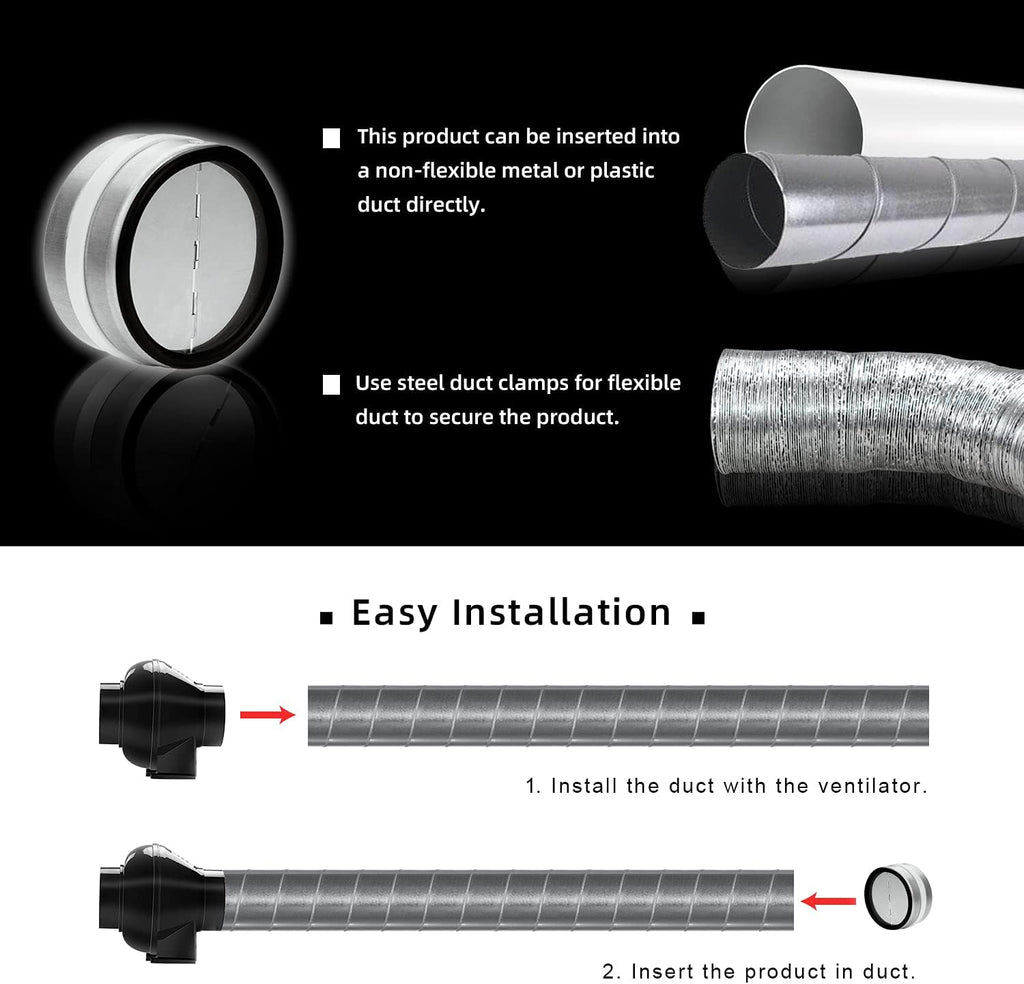 4-Inch Backdraft Damper Shutter Inline Spring Loaded for Dryer Duct