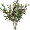 6pcs Artificial Plants Greenery Olive Branches Stems Fake Plants Green Leaves Fruits Branch Leaves for Home Office ndoor Outside DIY-Wreath Decor 28-Inch (6)