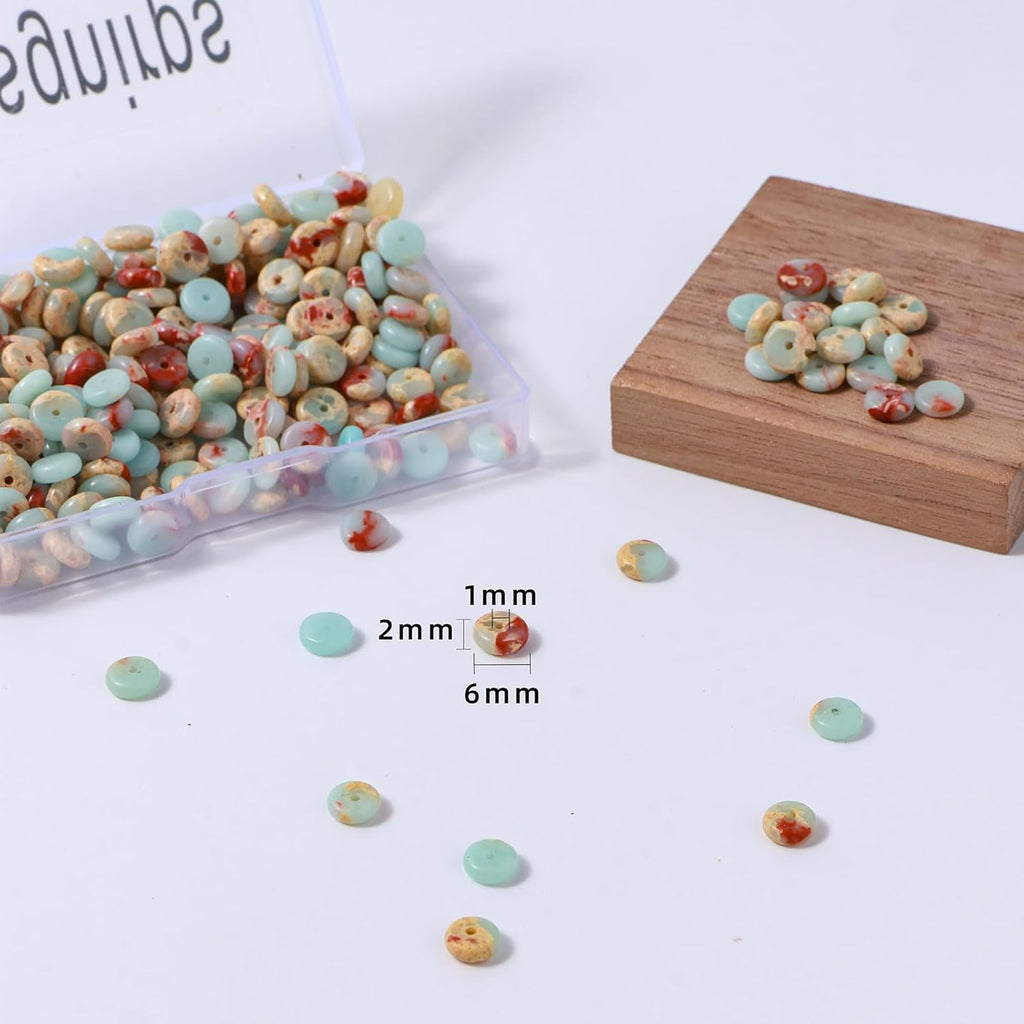 Natural Shoushan Stone Disk Spacer Beads 6x2mm 38cm/str Flat Rondelle Loose Semi Gemstone Caps for Making Bracelets Necklace