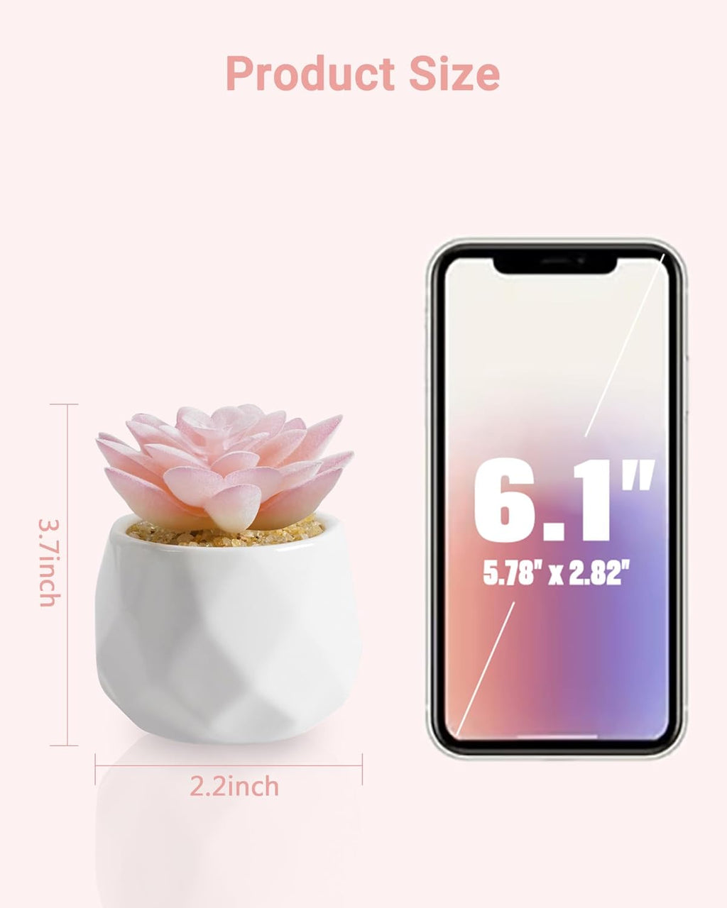 VIVERIE Mini Succulents Plants Artificial in Pots-Rose Pink, Christmas Small Fake Succulents Plants for Home Decor Indoor for Women, White Ceramic Faux Succulents, Set of 1, Gifts for Mom
