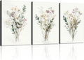 3pcs Framed Plants Flowers Wall Art Decor Canvas Print Nature Style Farmhouse Picture Poster Gallery Bedroom Living Room Studio Kitchen 12x16 Inch Ready to Hang