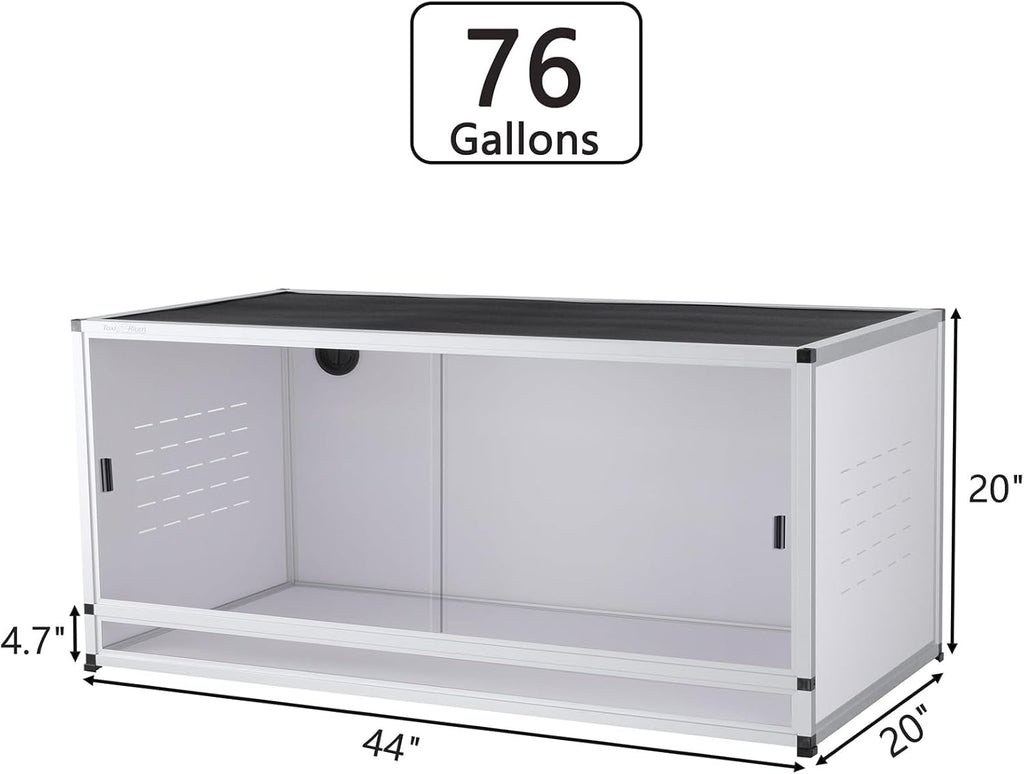 PVC Reptile Terrarium 44''x20''x20''Stackable Space Efficient ToxiRium Large Reptile Terrarium 76 Gallons for Bearded Dragon Gecko Lizard Snake,Vivarium with Sliding Doors Lock-2pcs with spacers