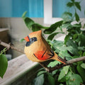 Handmade Wooden Northern Cardinal Figurines Set, Hand-Painted Female Cardinal Birds, Decorative Wood Bird Sculptures for Home Décor,Christmas Ornaments & Unique Gift for Bird Lovers