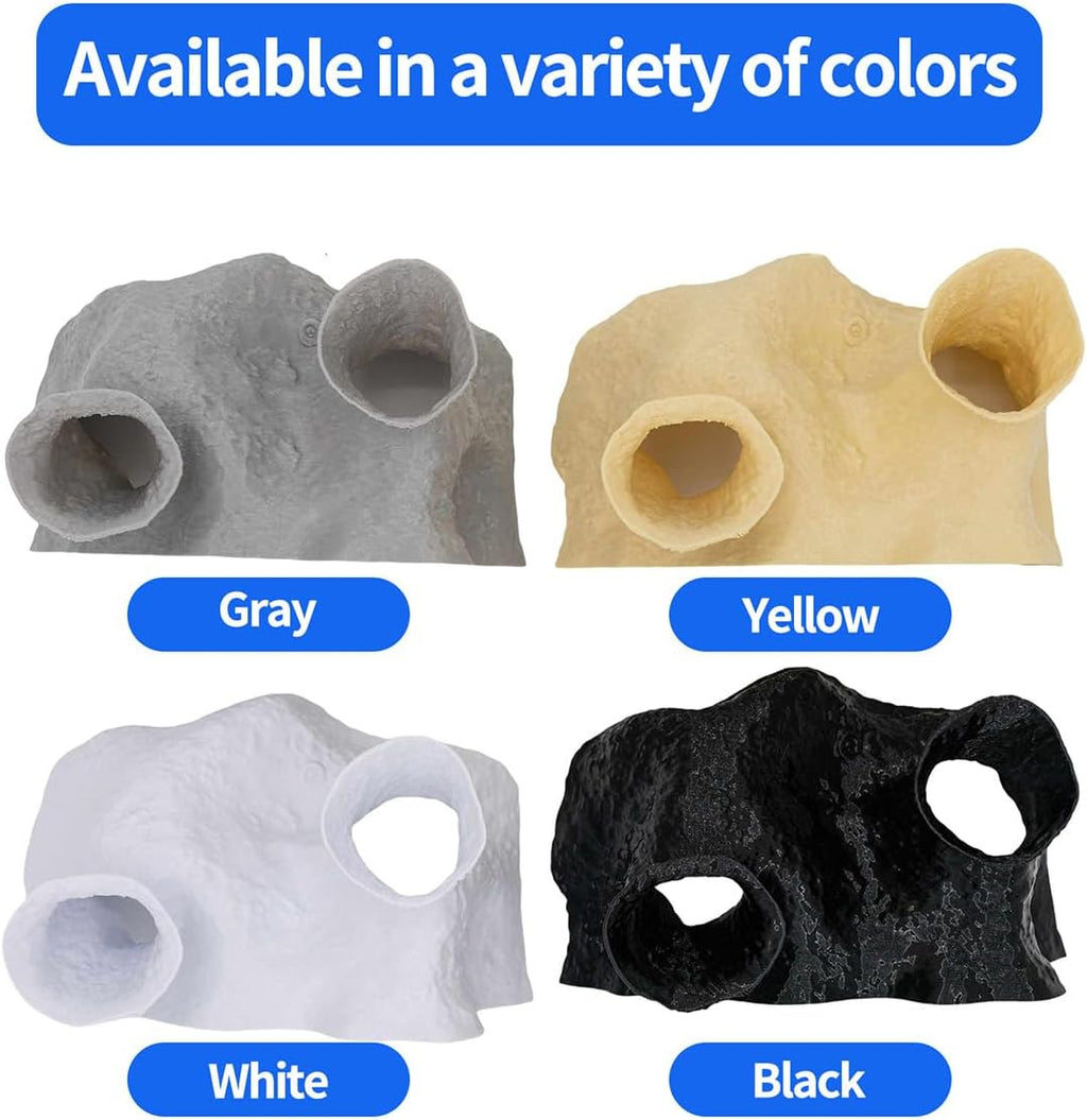 Pleco Cave, Two Hole Aquarium Cave & Shrimp Hideout, 3D Printed Fish Tank Tunnel Decor for Betta, Guppy, Shrimp, Cory, Small Cichlid (White)