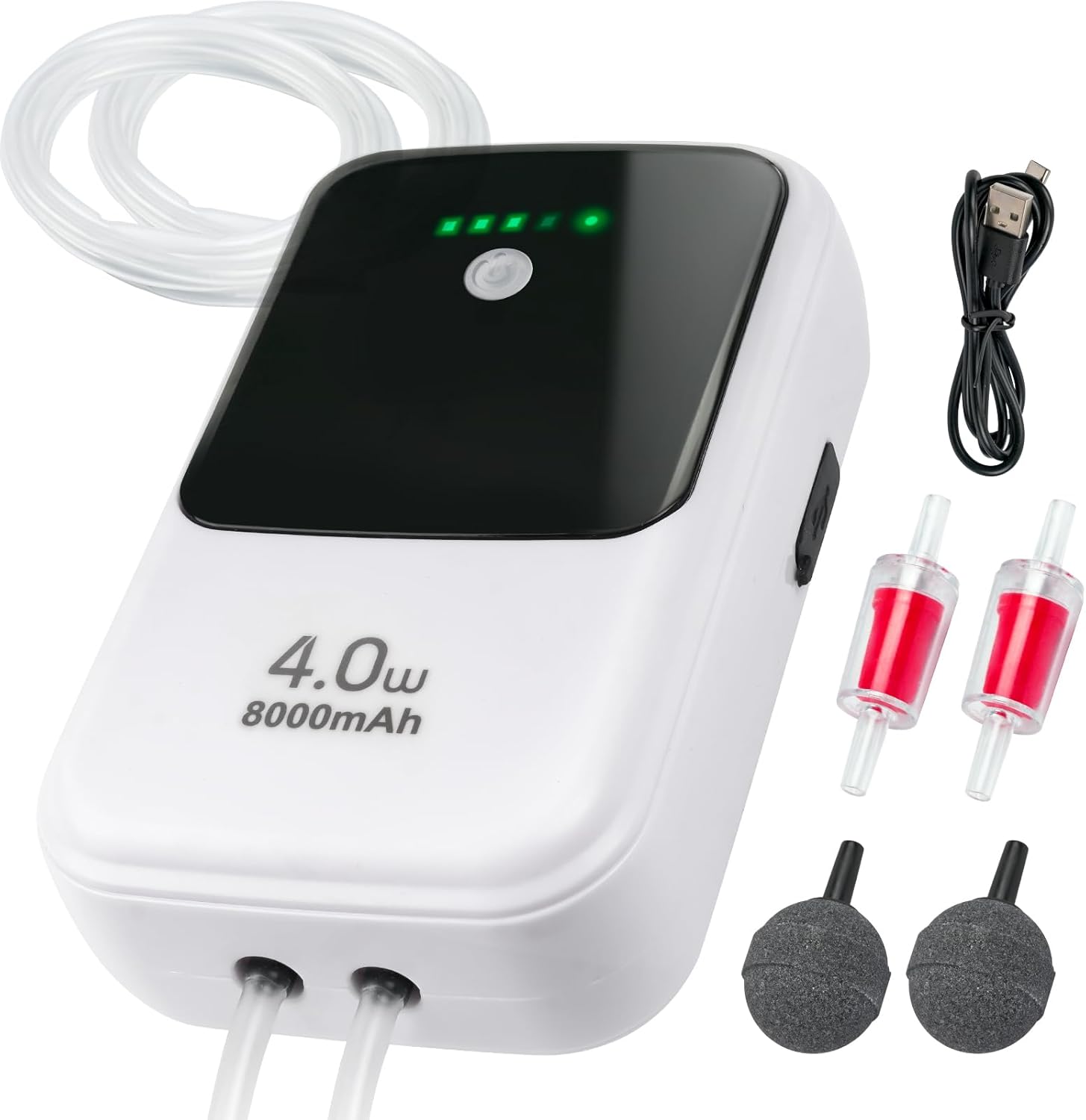 Ghosthorn Silent Dual Operating Mode Rechargeable Aerator for Fish, Large Capacity Aquarium Air Pump with Universal Clip for Most Bait Buckets