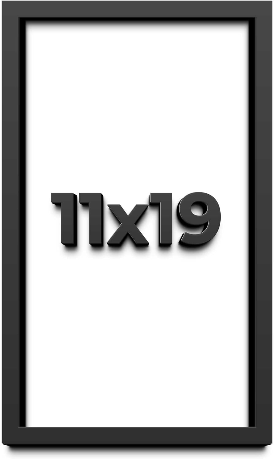 11x19 Shadow Box Frame Black | 1 Inch Deep Solid Wood Shadowbox Display Frame | UV Resistant Acrylic Plexiglass, Acid Free Backing, and Hanging Hardware | Dugan Picture Frame Style