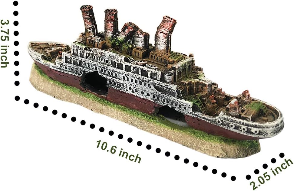 SLOCME Aquarium Titanic Shipwreck Decorations - Fish Tank Resin Material Pirate Ship Decor, Titanic Sunken Ship Ornament