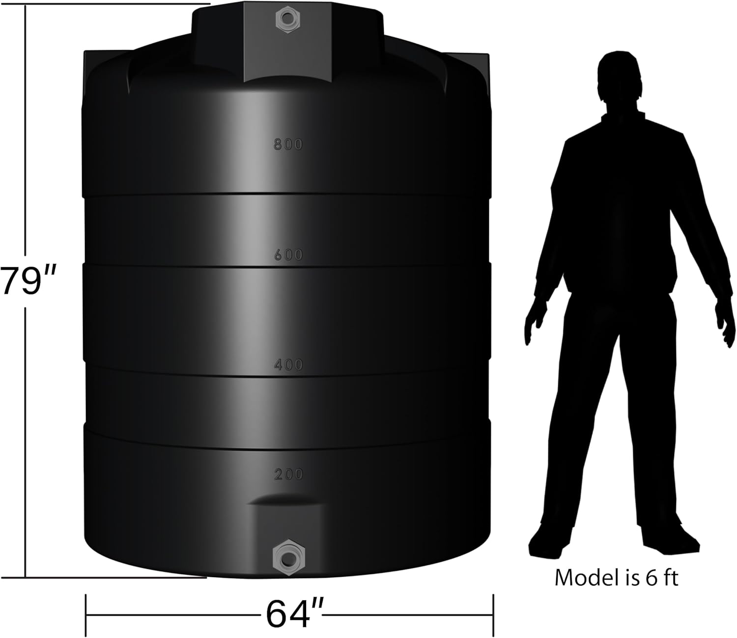 1000 Gallon Vertical Water Storage Tank, Plastic Water Tank for Collection, Holding, and Storage, UV-Resistant, for Rainwater Harvesting, Agricultural, RV, Emergency, and General Use