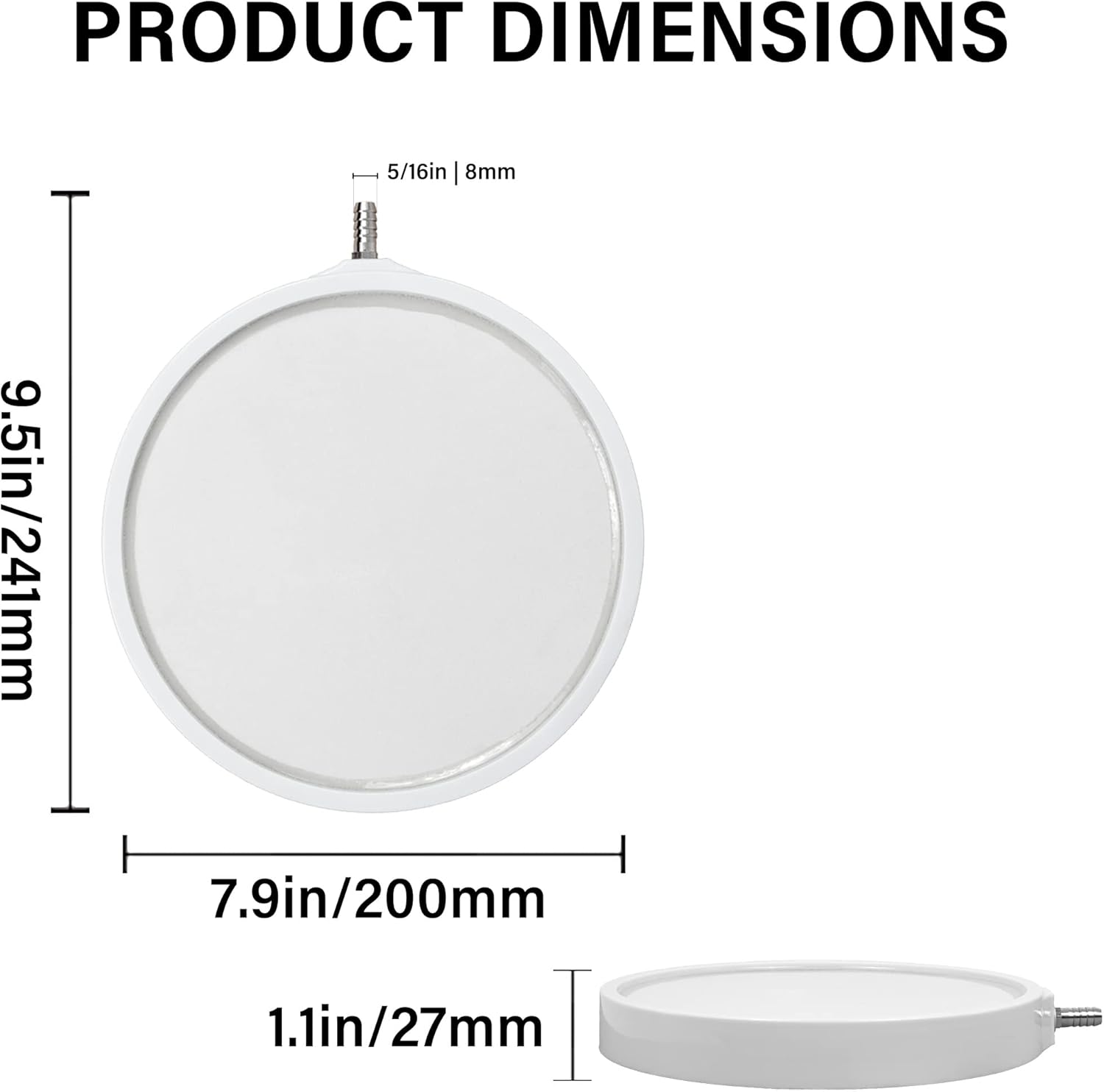 Air Stone Bubble Diffuser Ball - for Aquarium Air Pump and Fish Tanks, Gray, Pack of 10pcs