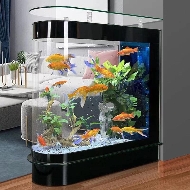Aquarium Kit Upright Black Fish Tank Large Glass Fishbowl Glsaa Bar for Patios Living Office Room and Kitchen 47.3*49.6*15.8in…