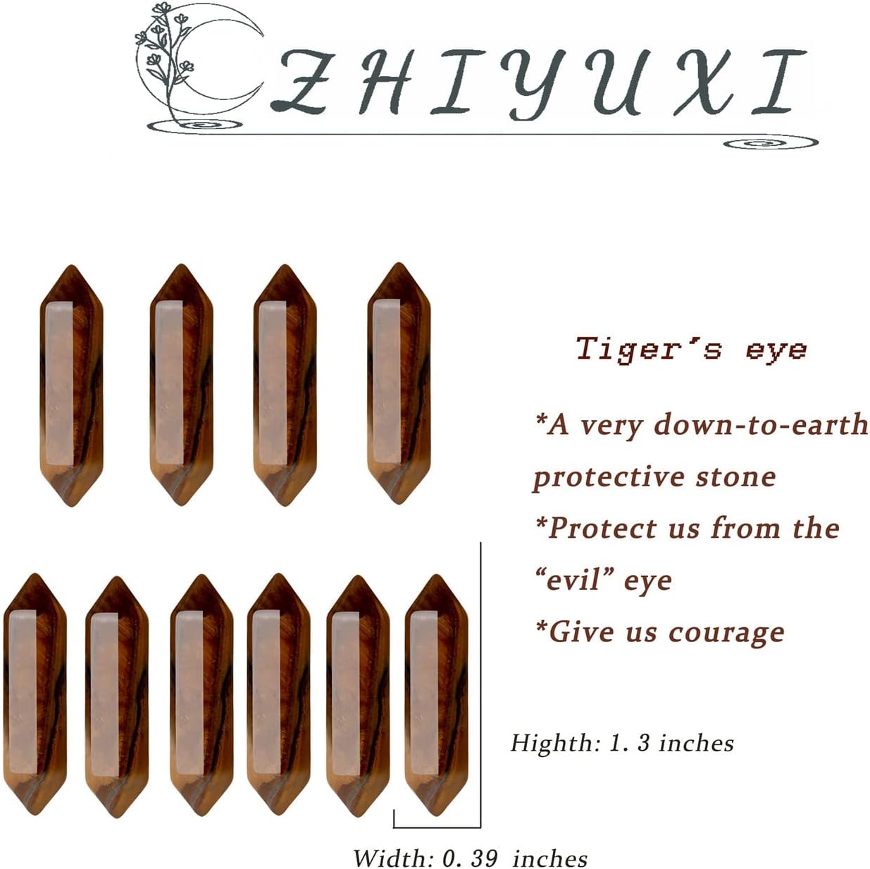 ZHIYUXI Tigers Eye Crystal Healing Crystals Tiger Eye Stone Gemstone Tumbled Polished Energy Reiki Healing Stone Wholesale Crystal Wands Decor Gifts 10 Pcs