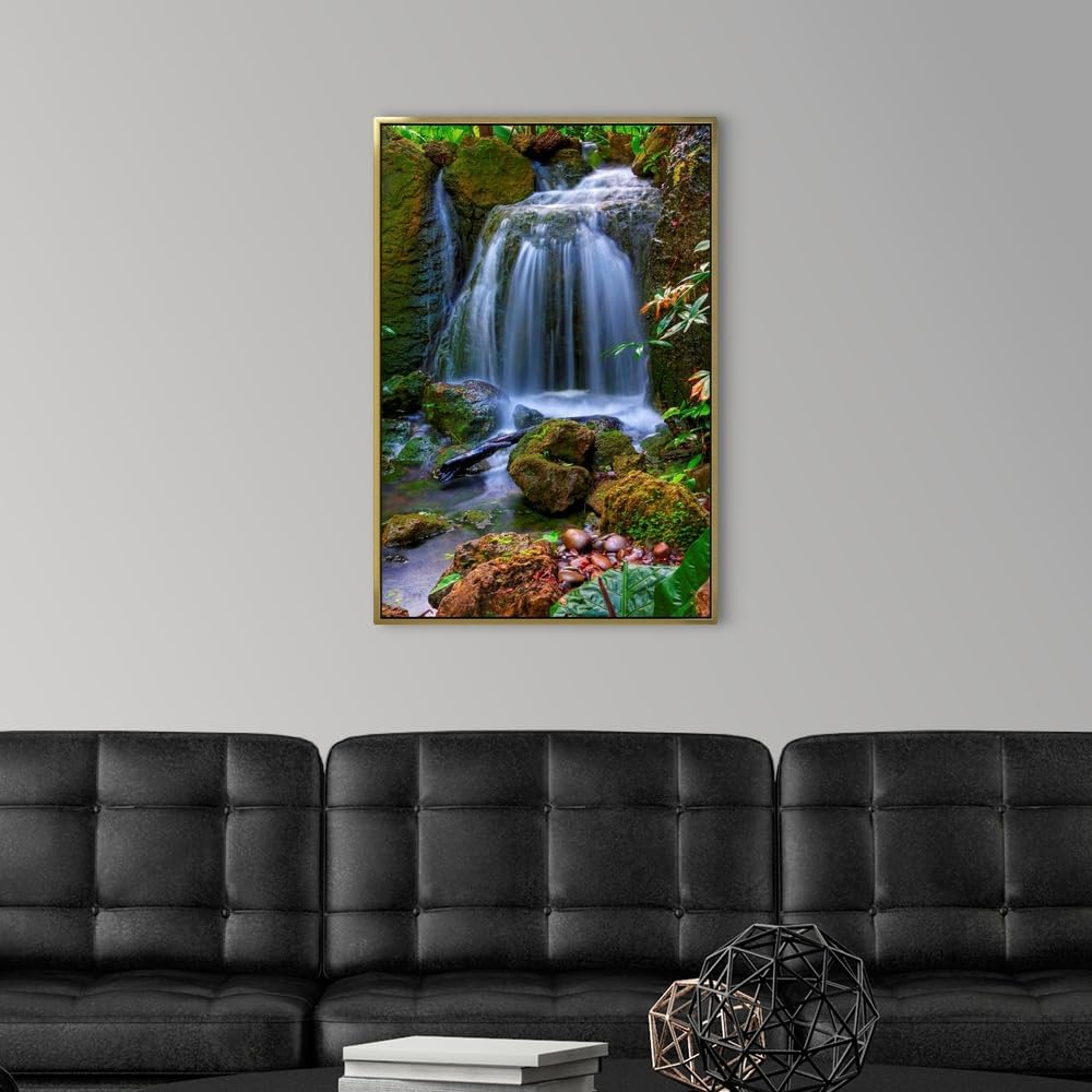 CANVAS ON DEMAND Waterfall in Tropical Rainforest of Fairchild Tropical Gardens, Canvas Wall Art Print, Home Decor, Floral, Flowers, Nature Artwork, 20" x30in