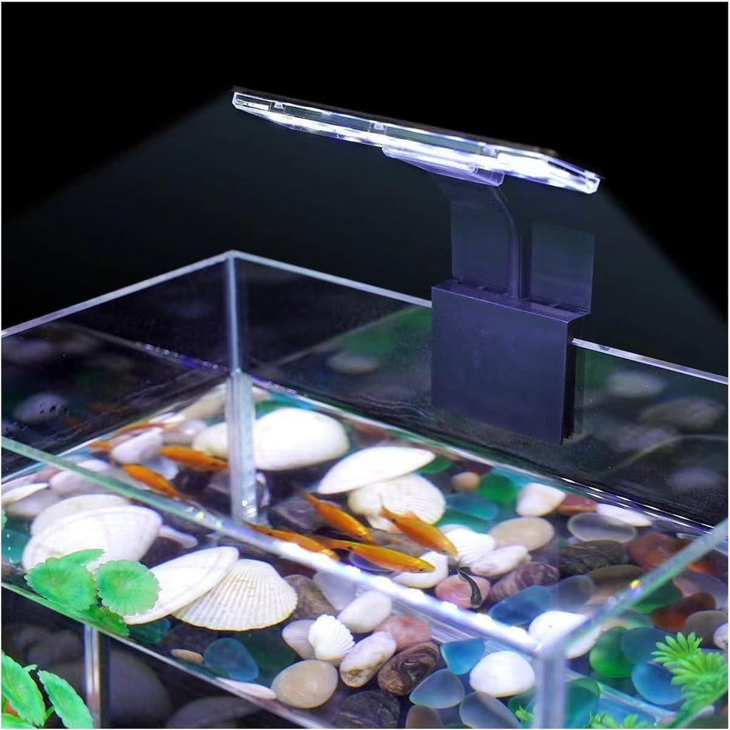 Mini Clip On Fish Tank Light 7W Small Aquarium Light for 1 to 5 Gallon Nano Tanks USB Moving Lamp with White Red Blue Green LED (Adapter NOT Included)