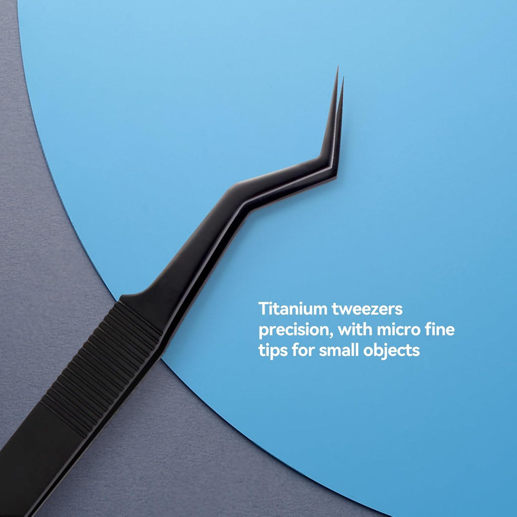 5.5'' Curved Tip Titanium Tweezers Non-slip Precision Tweezers Anti-static Anti-corrosive Tweezers for Soldering Jewelry Making Watch Repair Model Craft