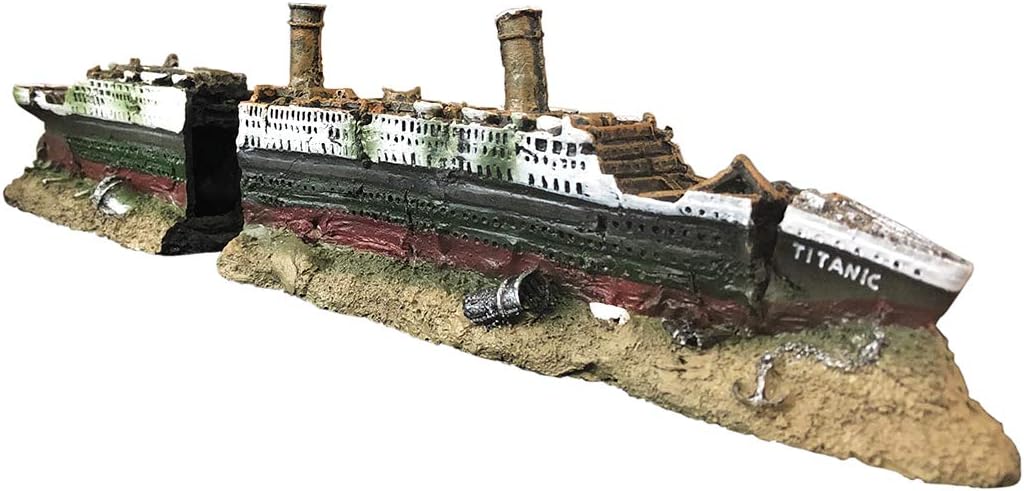 SLOCME Aquarium Titanic Shipwreck Decorations - Resin Material Ship Decorations，Fish Tank Sunken Ship Ornament Aquarium Environment Friendly Decorations