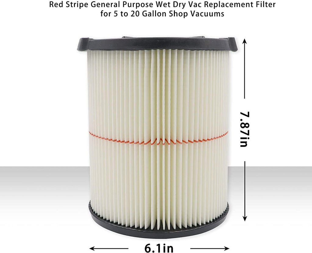 Replacement Filter For Craftsman 009-38754 CRAFTSMAN CMXZVBE38754 Red Stripe General Purpose Wet Dry Vac Replacement Filter for 5 to 20 Gallon shop vacuums 2pcs
