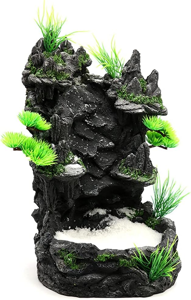 Aquarium Decoration Artificial Resin Stone Rock Mountain Fish for Tank Sand Waterfall Landscape with Realistic Aquarium Mountain Decorations
