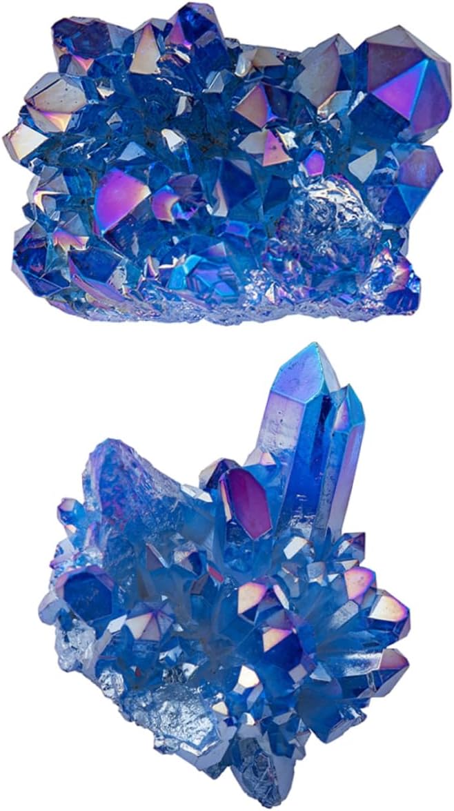IMIKEYA 2pcs Sapphire Cluster Blue Crystal Stones Geode Specimen Drusy Geode Aquarium Crystal Stone Crystal Sculpture Spiritual Blue Healing Tumbled Gem Clusters Amethyst Cluster Mineral
