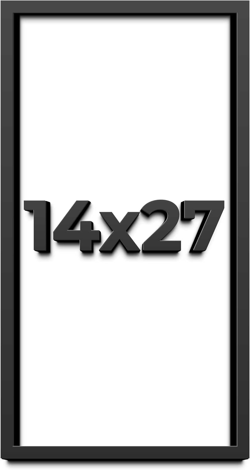 14x27 Shadow Box Frame Black | 1 Inch Deep Solid Wood Shadowbox Display Frame | UV Resistant Acrylic Plexiglass, Acid Free Backing, and Hanging Hardware | Dugan Picture Frame Style