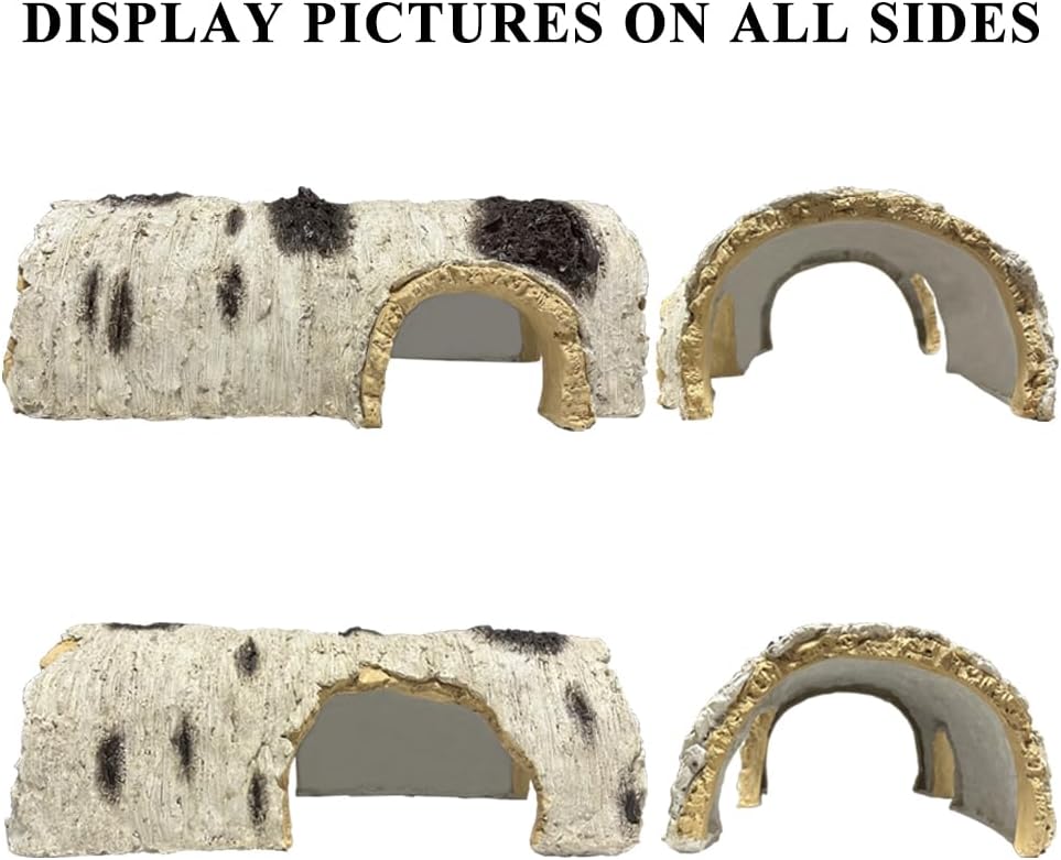 Generic Resin Hollow Tree Trunk, Fish Cave, Wooden House, Hiding Habitat Pool Decoration, White+brown