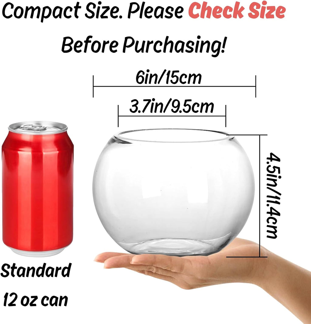 YOUEON 4 Pcs Small Glass Bubble Bowl Vases 6" W x 4.5" H, Round Floating Candle Holders, Glass Terrarium Bowls, Globe Flower Vase Centerpiece for Wedding Event Home Decor