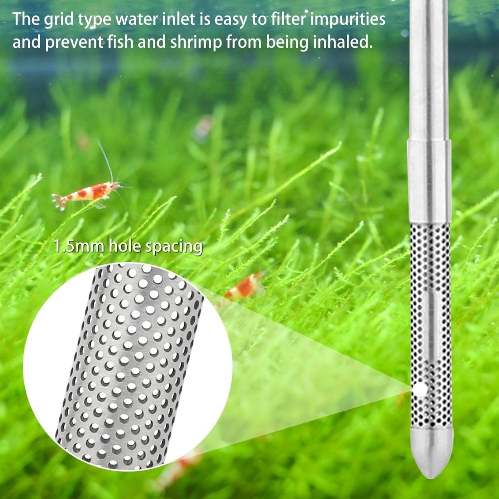 DONGKER Aquarium Lily Pipe,Stainless Steel Surface Skimmer Strainer Tube 360° Rotation with Fixing Bracket for Aquarium Tank