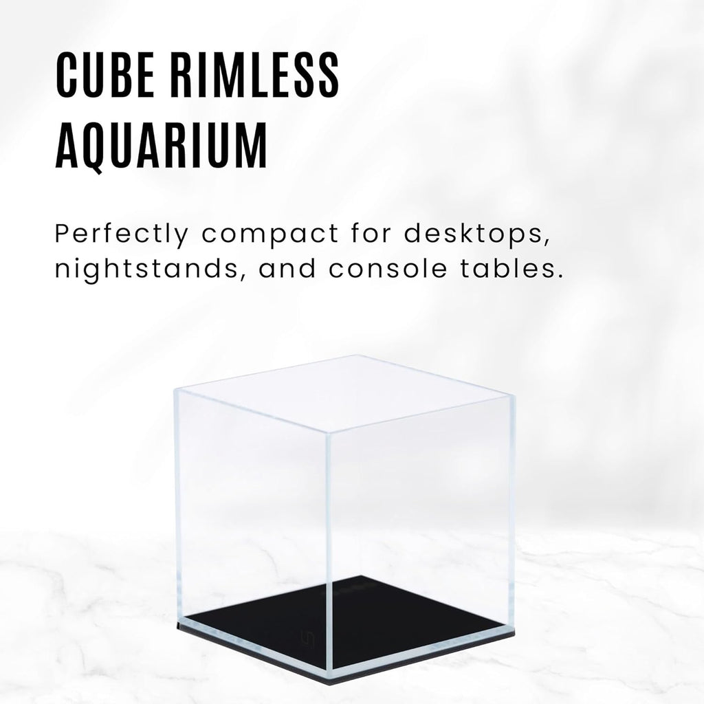 UNS Ultra Clear Rimless Tank - 7.1GAL | 27L - 11.81x11.81x11.81 | 30x30x30 CM, 5mm Glass Thickness, Leveling Mat Included - Low Iron, High Clarity Fish Tank w/ 45° Mitered Edge - [30C]