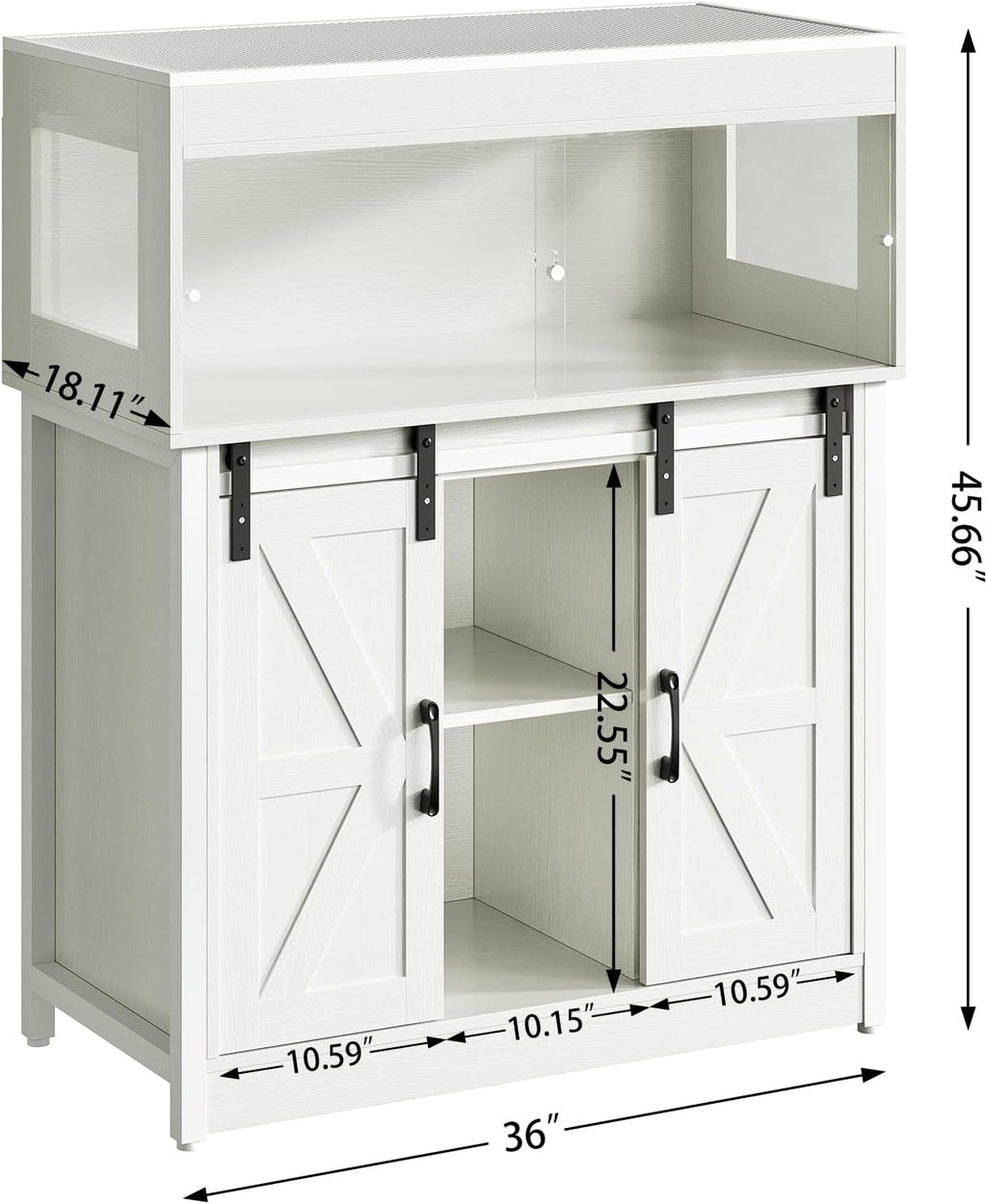 40 Gallon Reptile Terrarium with Stand, Reptile Tank with Barn Door and Storage, Vivarium with Acrylic Doors, Ventilated Mesh Top & Power Outlet, for Geckos, Lizards, Snakes White PX06RTW