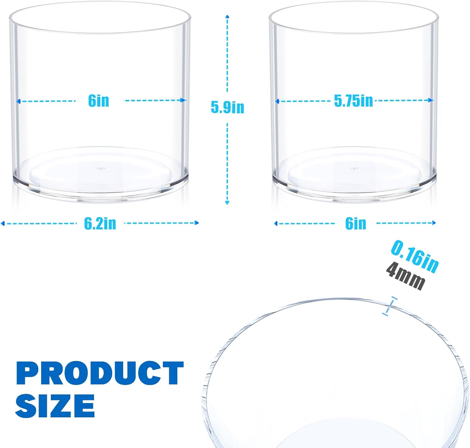 JYPS Flower Clear Vase Centerpiece for Home 1-Set of 2 Sizes, Wedding Party, Plastic Clear Cylinder Wide Vase for Flowers, Decorative Wide Mouth Vase for Decor, Centerpieces, Large Clear Container