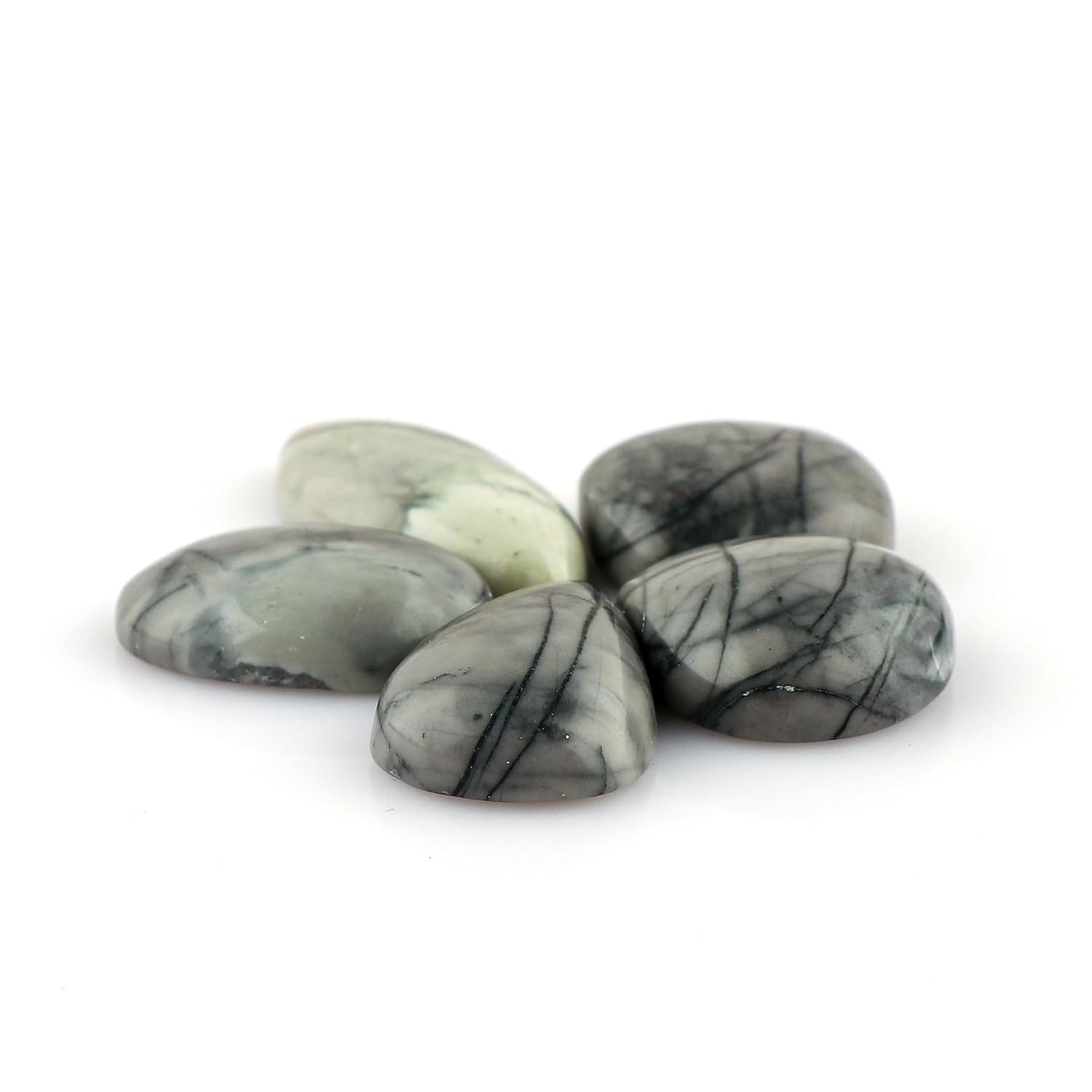 CRYSTALIS Wholesale 5pcs Natural Picasso-Jasper Loose Gemstone Bulk Cabochons Jewelry Making Supply, Chakra Healing Polished Stones, Wire Wrapping, DIY, Gem Collection, Mix-Shape, 20mm+