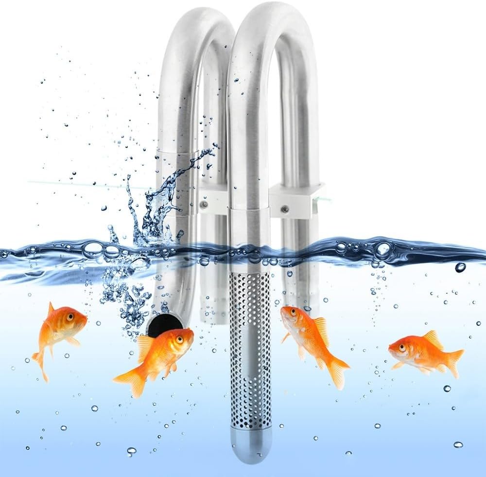 DONGKER Aquarium Lily Pipe,Stainless Steel Surface Skimmer Strainer Tube 360° Rotation with Fixing Bracket for Aquarium Tank