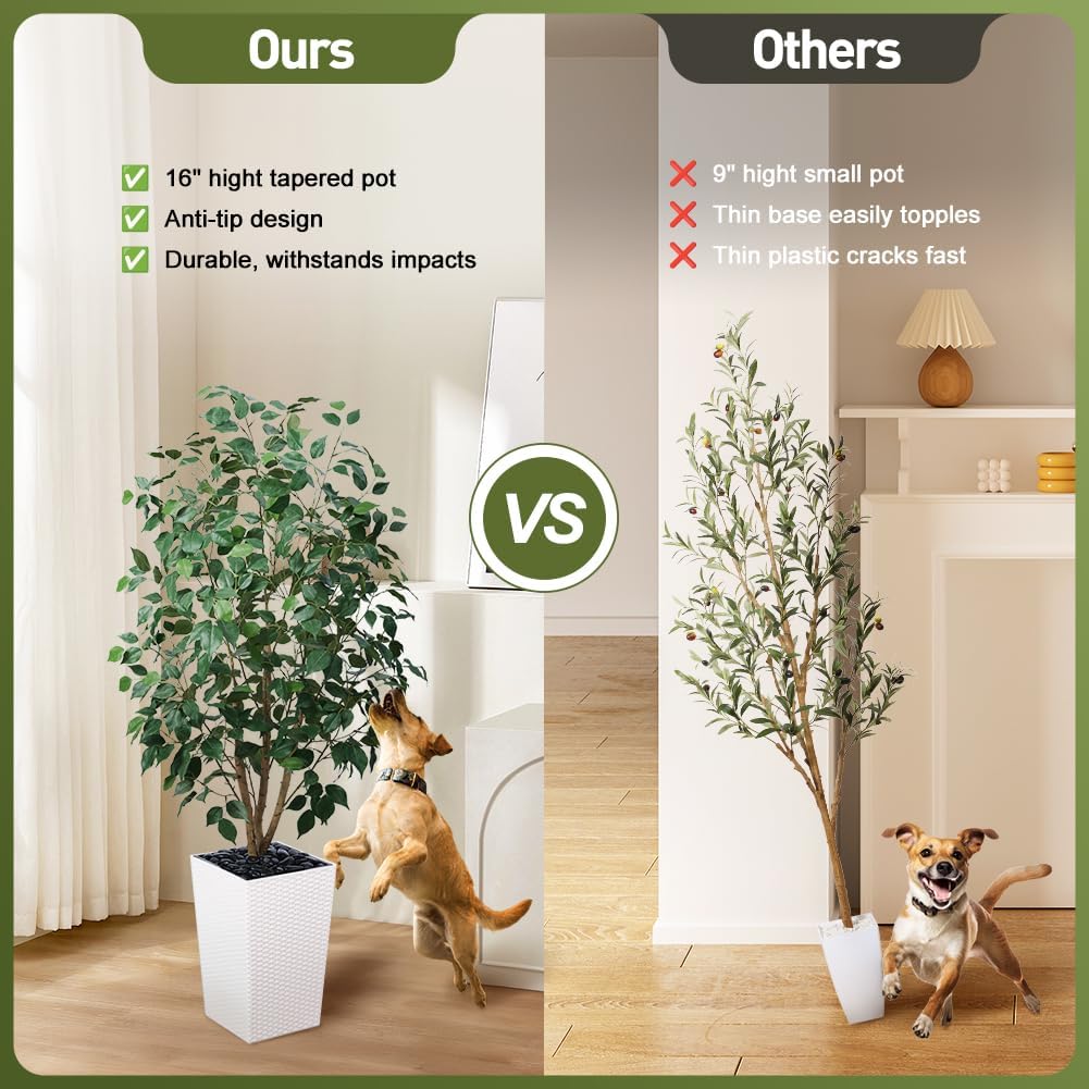 Artificial Olive Tree 5ft, Tall Fake Tree for Indoor & Outdoor Decor with Black Pot & Pebbles, UV Resistant Silk Leaves, Realistic Faux Potted Plant for Living Room,Office,Home Decor,VN137