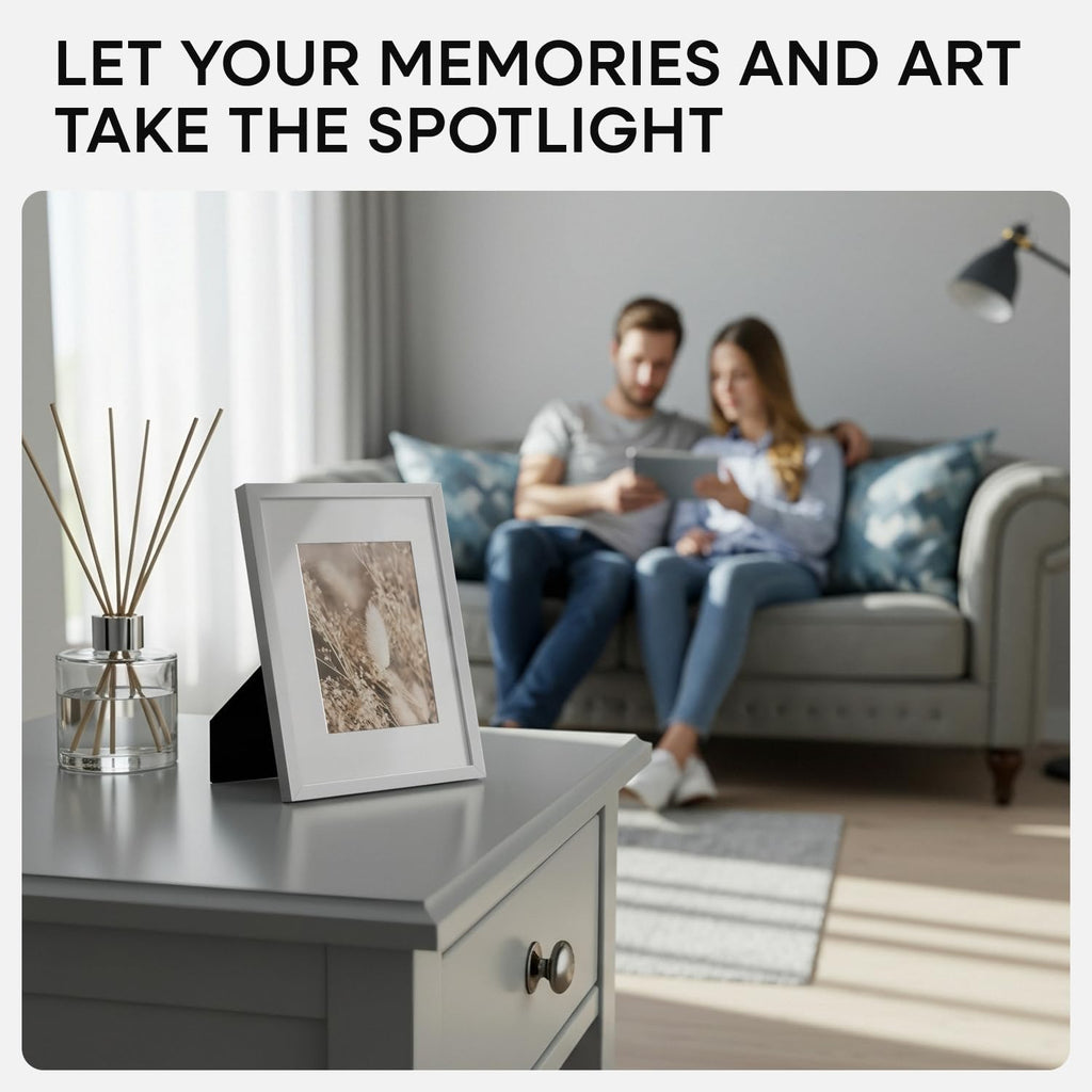 Homeforia 5x7 Picture Frame Silver, High End Metal 5 x 7 Silver Frames with Mat 4 x 6 Print, 5by7 Desk Frame Matted to 4x6 inch Photo, 5 by 7 Wall or Tabletop Frame, Tempered Glass, Wall Kit, Set of 3