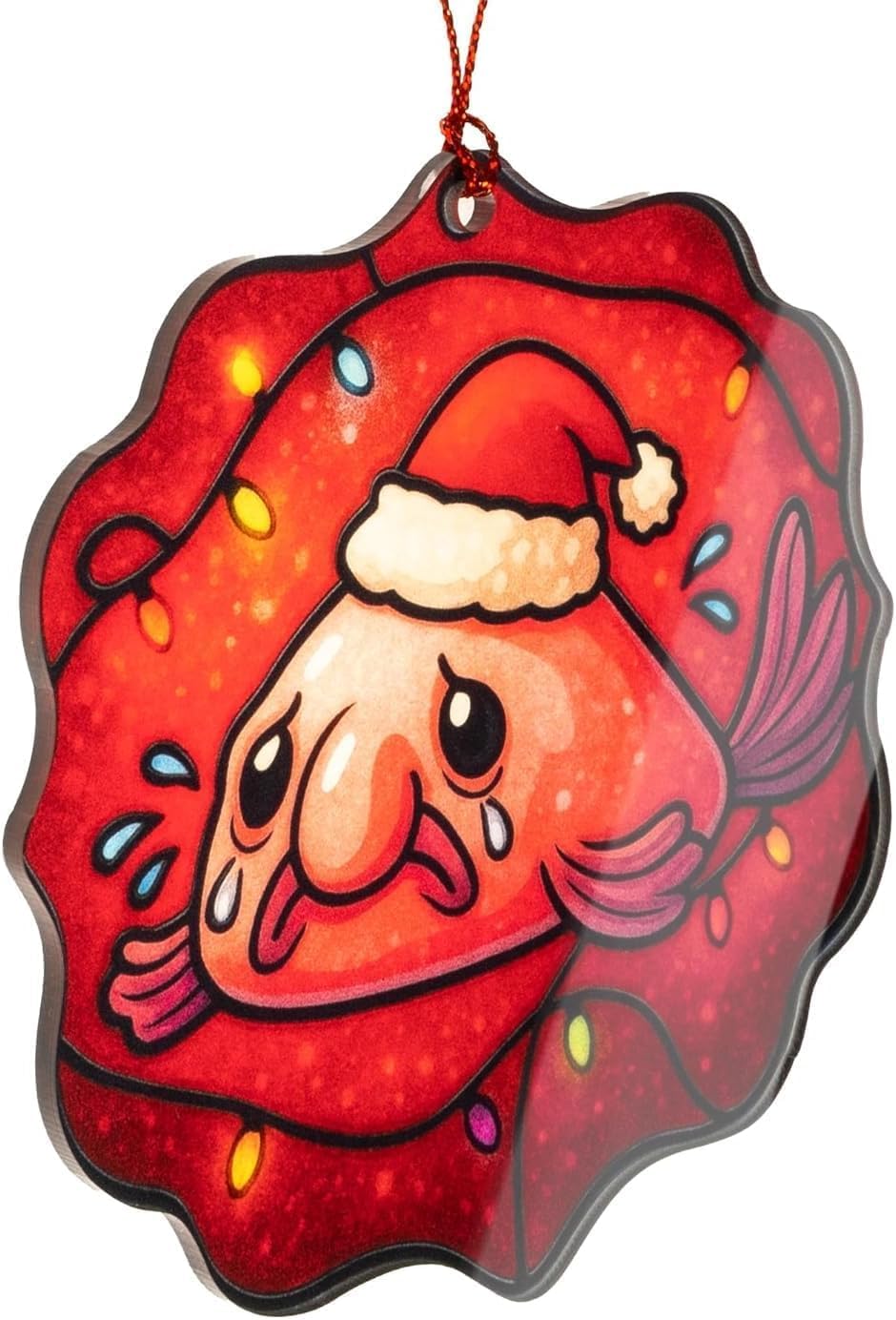 Weird Ornaments, Blobfish, Funny Christmas Ornaments, Ugly Christmas Ornaments, Funny Friend Gifts, Unique Blobfish Holiday Decoration with Santa Hat, Gag Gifts for Coworkers, White Elephant Gift Idea