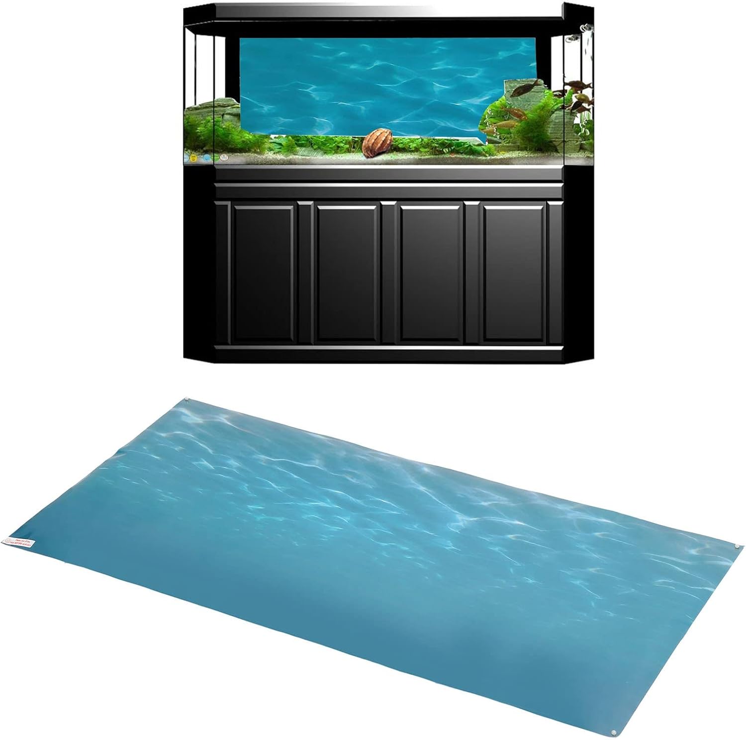 Aquarium Poster, Underwater Paper Cling Sticker with Sea Water Pattern Aquarium Wallpaper Background Decoration Picture PVC Adhesive Poster (122 * 50CM)