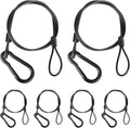 Lighting Safety Cable with Loops(6-Pack), 25kg Load Stage Light Safety Cable Black Security Chain Hanging on Trusses, Stainless Steel Lanyard（Diameter 2mm/0.08in, Length 50cm/19.69in)
