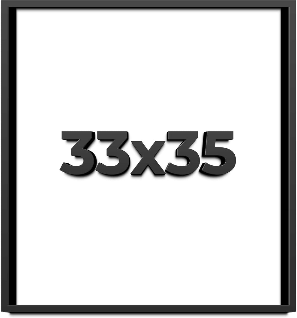 33x35 Shadow Box Frame Black | 1 Inch Deep Solid Wood Shadowbox Display Frame | UV Resistant Acrylic Plexiglass, Acid Free Backing, and Hanging Hardware | Dugan Picture Frame Style