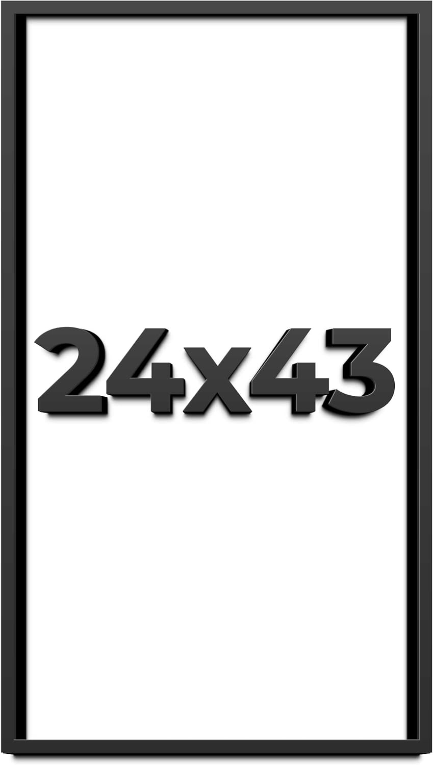 24x43 Shadow Box Frame Black | 1 Inch Deep Solid Wood Shadowbox Display Frame | UV Resistant Acrylic Plexiglass, Acid Free Backing, and Hanging Hardware | Dugan Picture Frame Style