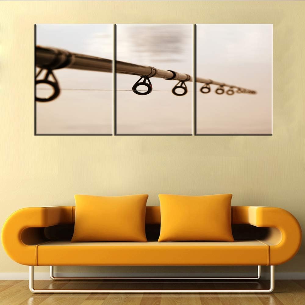 Living Room Decorations for Wall Fishing Tackle Pictures Black and White Wall Art 3 Pieces Printed on Canvas Artwork Gallery-Wrapped Vintage Paintings House Decor Framed Ready to Hang(42”WX20”H)