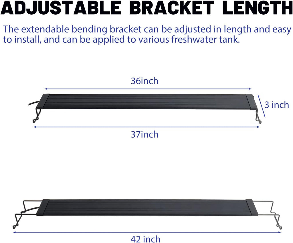 WaterRebirth Wireless Remote Full Spectrum Aquarium LED Light Strip - Ultra-Thin Design with Timer & RGB Modes for Fish Tank Plants(36-42“)