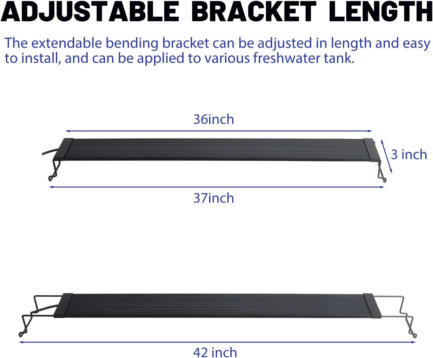 WaterRebirth Wireless Remote Full Spectrum Aquarium LED Light Strip - Ultra-Thin Design with Timer & RGB Modes for Fish Tank Plants(36-42“)