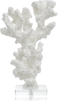 Coral Beach Decor, 9.5'' High x 5.2'' Width Artificial Resin Coral Reef Statue for Ocean Coastal Beach Nautical Themed Room Bathroom Decor for Home,RB1002W,White