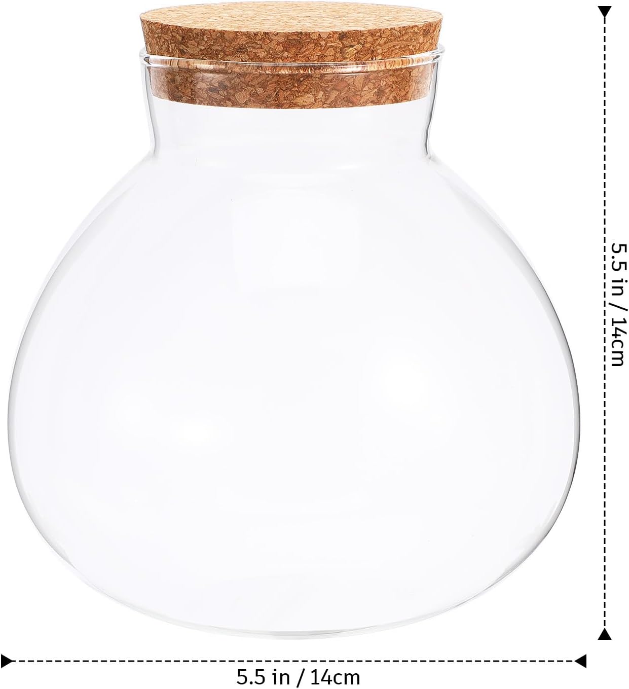 YARNOW Glass Terrarium Jar with Cork Lid, Round Transparent Micro Landscape Bottle for Moss, Succulents, and Home Decor, 5.5 Inch