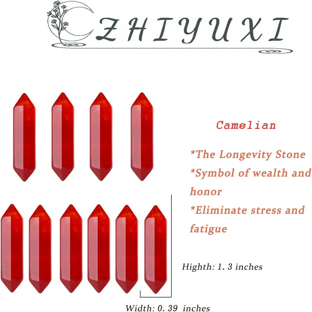 ZHIYUXI Carnelian Crystal Stones and Crystals Carnelian Stone Healing Crystals Quartz Gemstone Tumbled Polished Energy Reiki Healing Stone Wholesale Crystal Wands Decor Gifts 10 Pcs