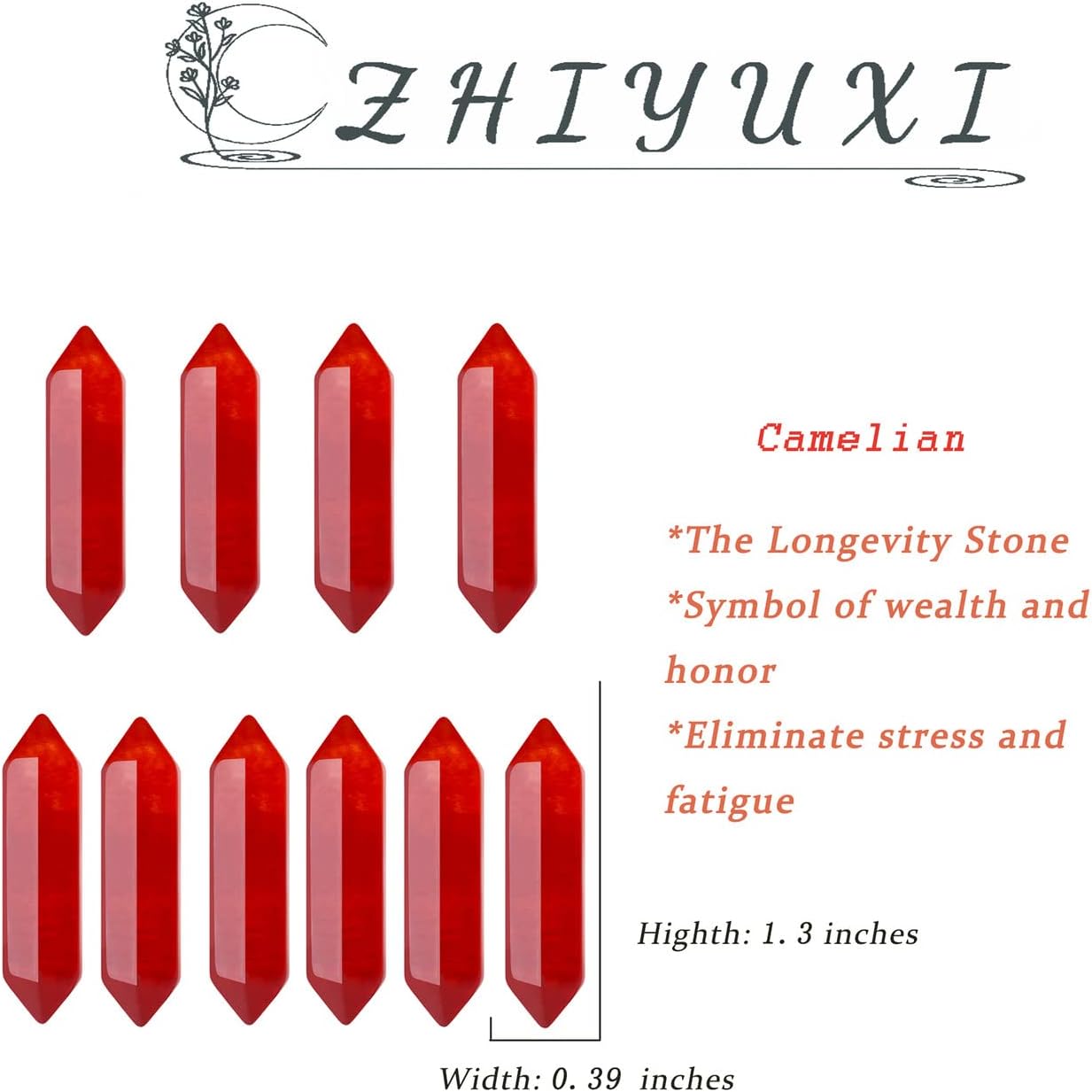 ZHIYUXI Carnelian Crystal Stones and Crystals Carnelian Stone Healing Crystals Quartz Gemstone Tumbled Polished Energy Reiki Healing Stone Wholesale Crystal Wands Decor Gifts 10 Pcs