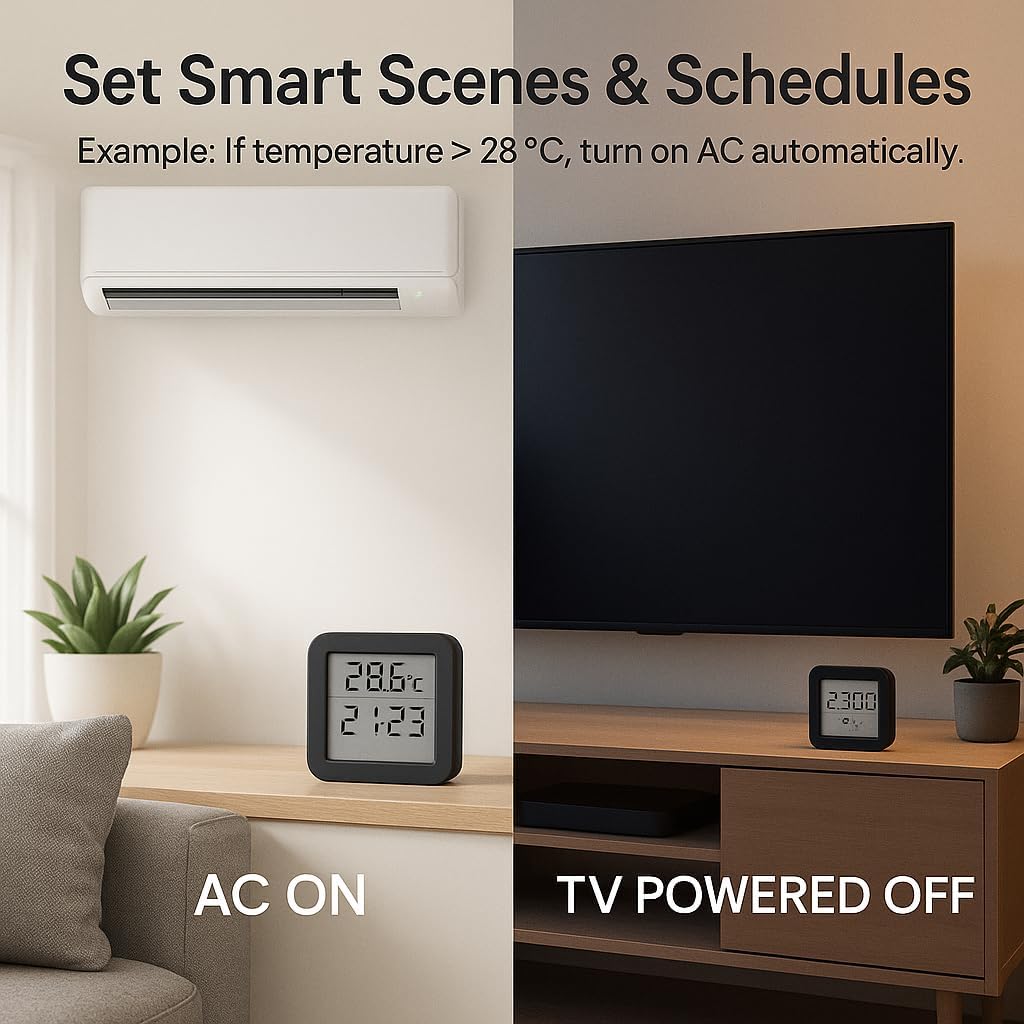 Smart WiFi IR Remote Controller with Temperature & Humidity Sensor – 3-in-1 Universal IR Hub for AC, TV, Fan, Compatible with Alexa & Google Assistant